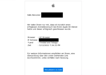 Your Apple ID service is being checked Phishing email pretends to be third-party access