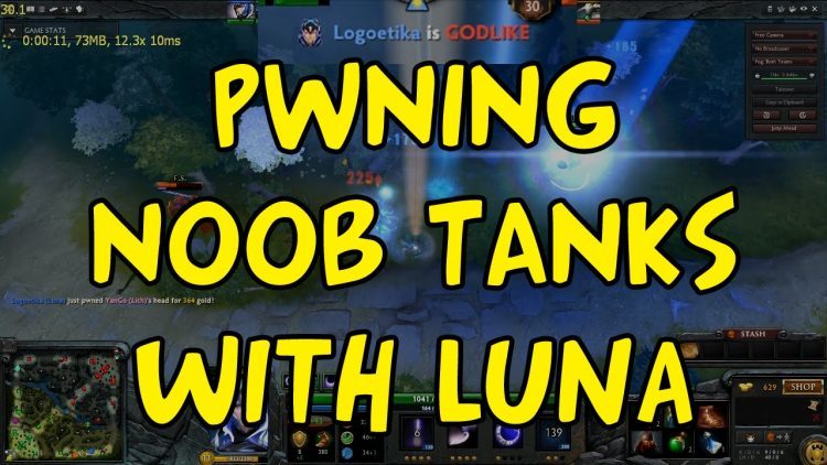 DOTA 2 Reborn - Luna Gameplay 12/1/8 - Noob tank rushers owned (10 early kills)