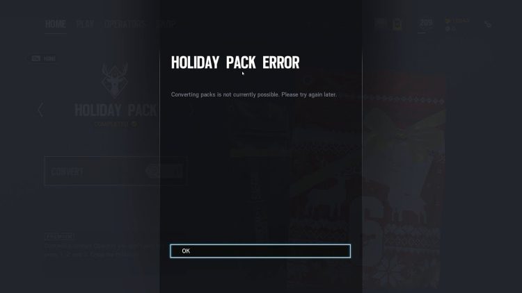 Rainbow Six Siege HOLIDAY PACK ERROR