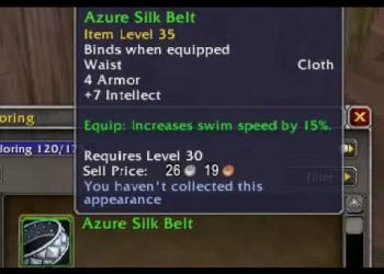 WoW Increase Swim Speed: Azure Silk Belt