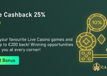 Casinia - Live Cashback 25% up to €200
