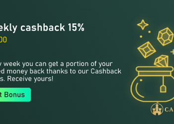Casinia - Weekly Cashback 15% up to €3,000