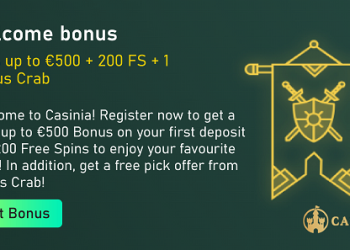 Casinia - Welcome Bonus 100% up to €500